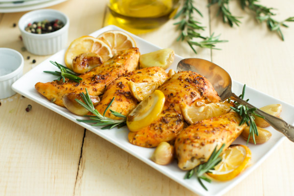 healthy lemon-herb roasted chicken
