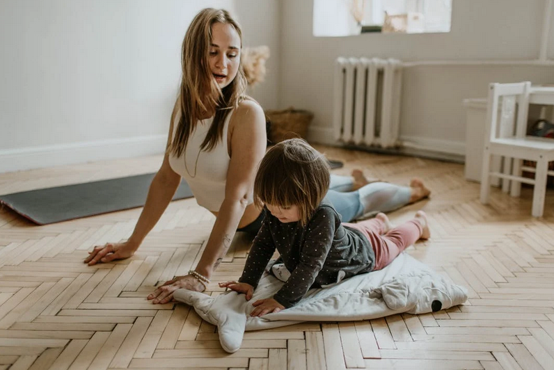 yoga mom and child