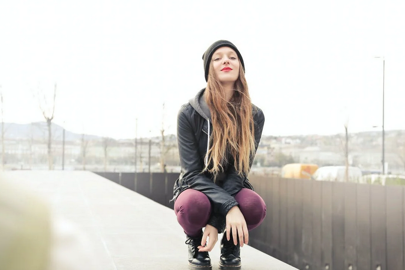 teen girl on wall